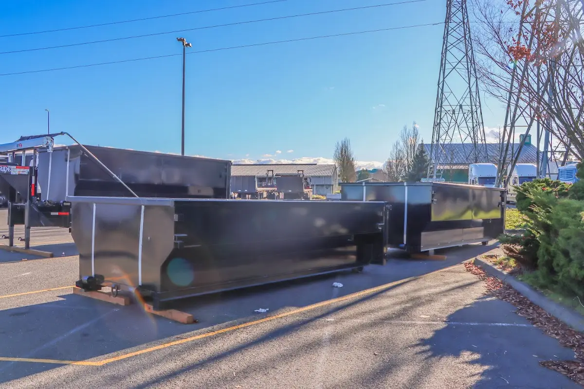 Roll-off dumpster ready for waste disposal at job site for Commercial Dumpster Rental in Walled Lake